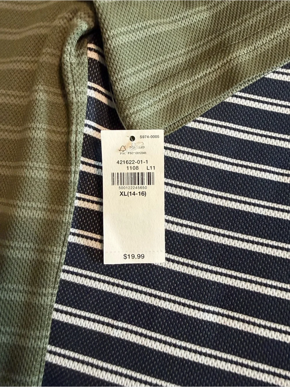Old Navy Polo Tops in Olive Green and Navy Stripes
